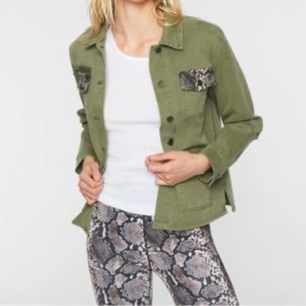 Pam & Gela Army Jacket with Snake Contrast, Size Medium